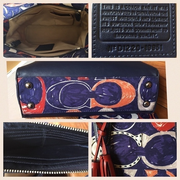 19951 Coach Legacy Purse Wallet Set Navy Appliqué - Picture 3 of 4